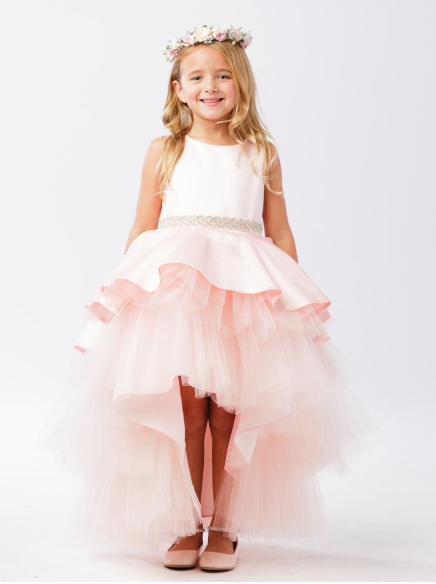 Satin High Low Dress in Pink, Ivory or Champagne